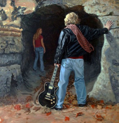 Oil painting of Orpheus and Eurydice