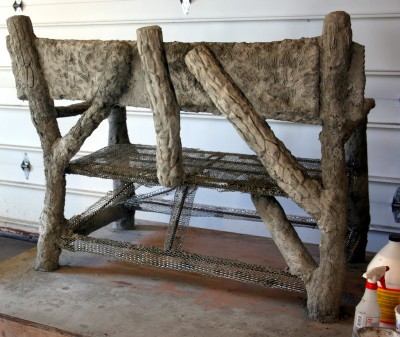 Second coat of concrete on Faux Bois Bench