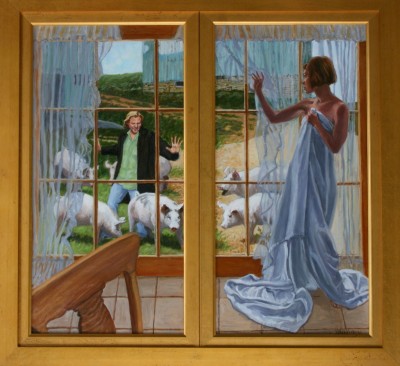 Odysseus and Circe Oil painting of Odysseus and Circe, modern dress
