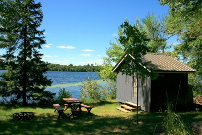 Sauna by lake