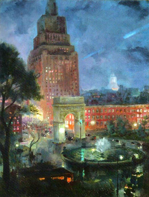 Wet Night, Washington Square by John Sloan, 1928