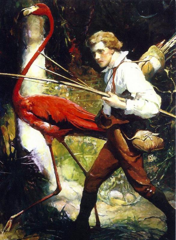 Boy and Flamingo by Frank E Schoonover, 1924