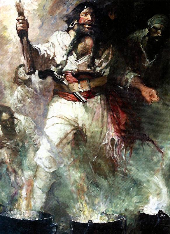 Blackbeard in Smoke and Flame by Frank E Schoonover, 1922